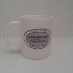 #EDINBORO PENN. UNIVERSITY FIGHTING SCOTS MUG - WHITE W BLUE LOGO MFG  LINYI